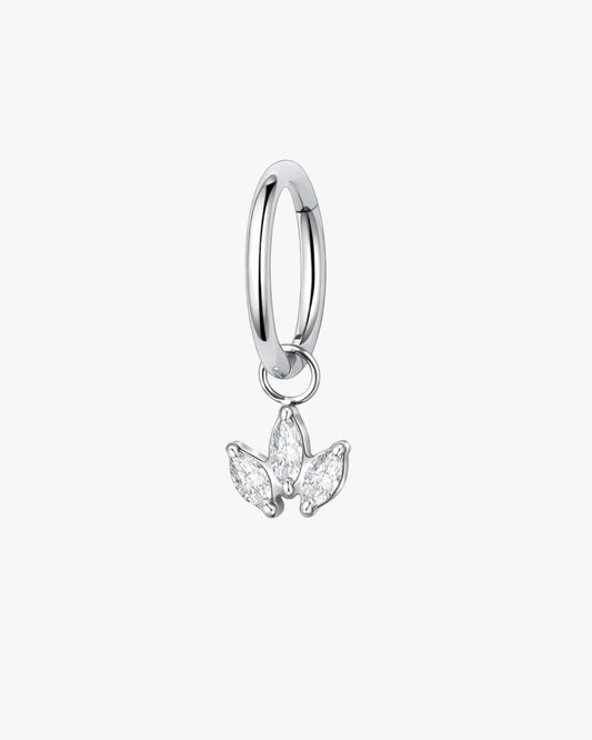 Marquise Crystal Lotus Charm Titanium Hinged Hoop 16G 6mm – Kyoto