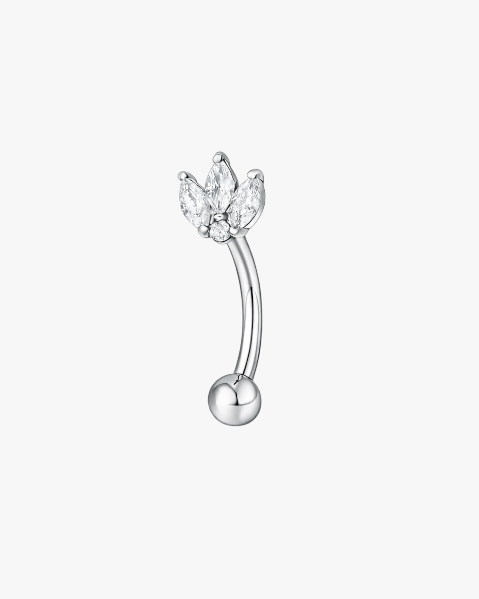 Marquise Crystal Lotus Titanium Curved Barbell 16G – Liora