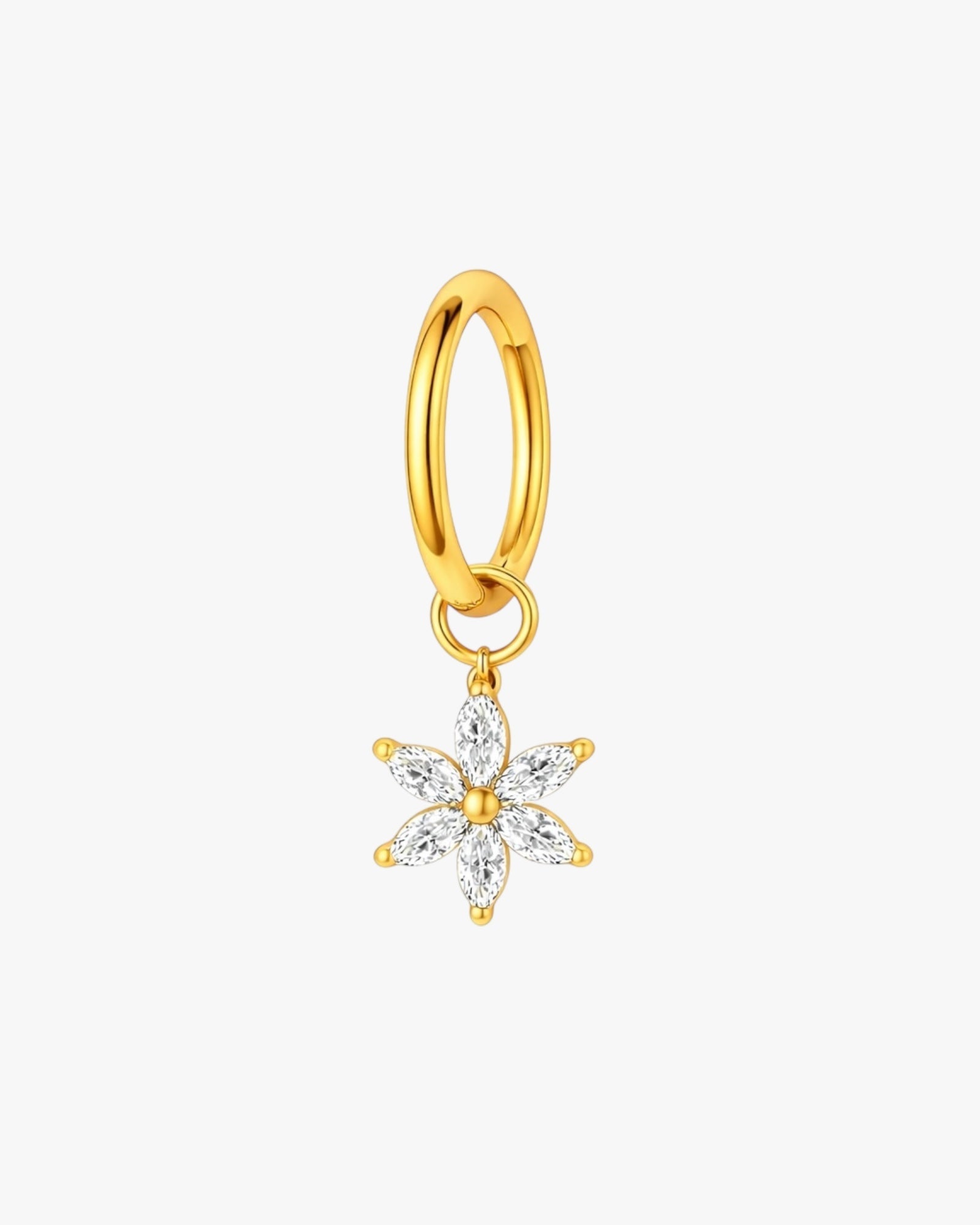 Marquise Crystal Star Charm Titanium Hinged Hoop 16G 6mm – Lucerne
