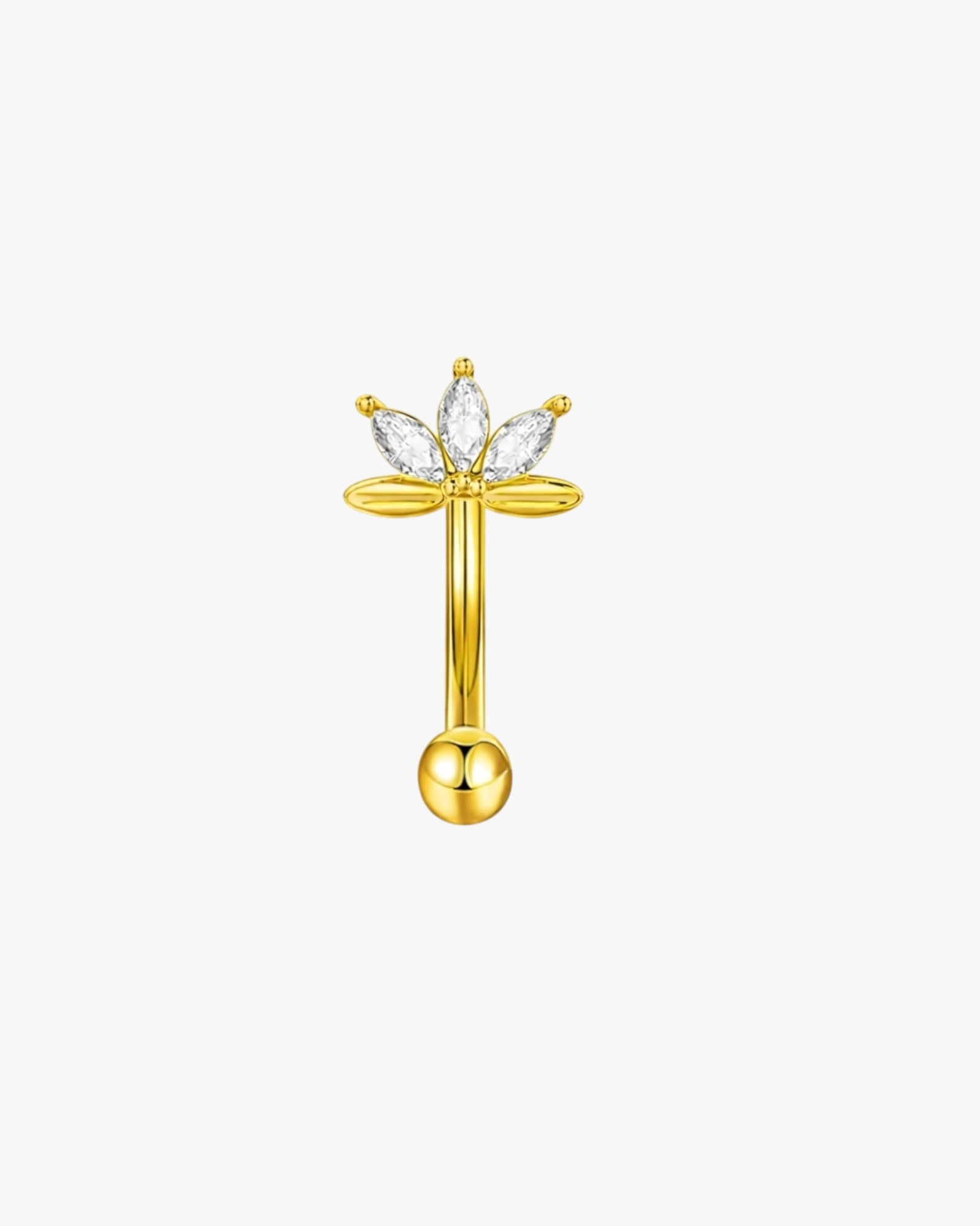 Marquise Lotus Crystal Titanium Curved Barbell 16G – Liora