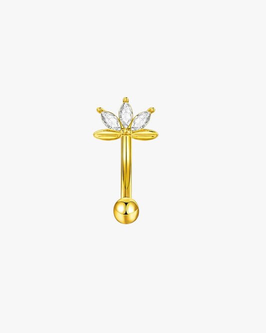 Marquise Lotus Crystal Titanium Curved Barbell 16G – Liora