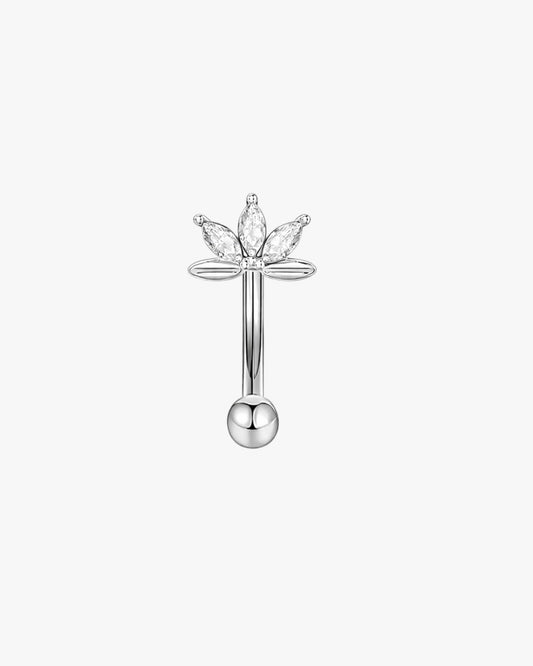 Marquise Lotus Crystal Titanium Curved Barbell 16G – Liora