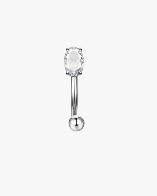 Oval Crystal Titanium Curved Barbell 16G – Elira