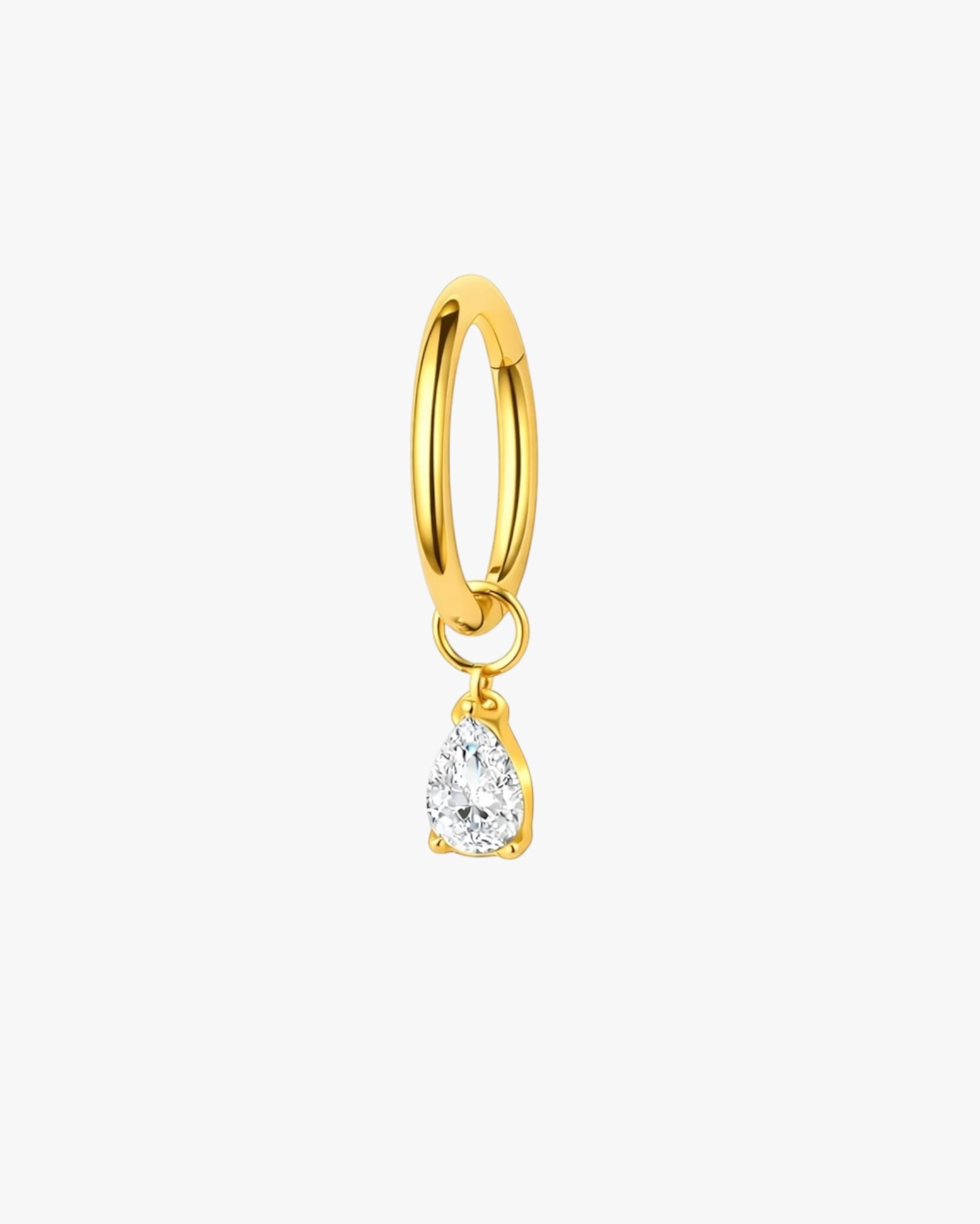 Pear Crystal Drop Titanium Hinged Hoop 16G 6mm – Capri