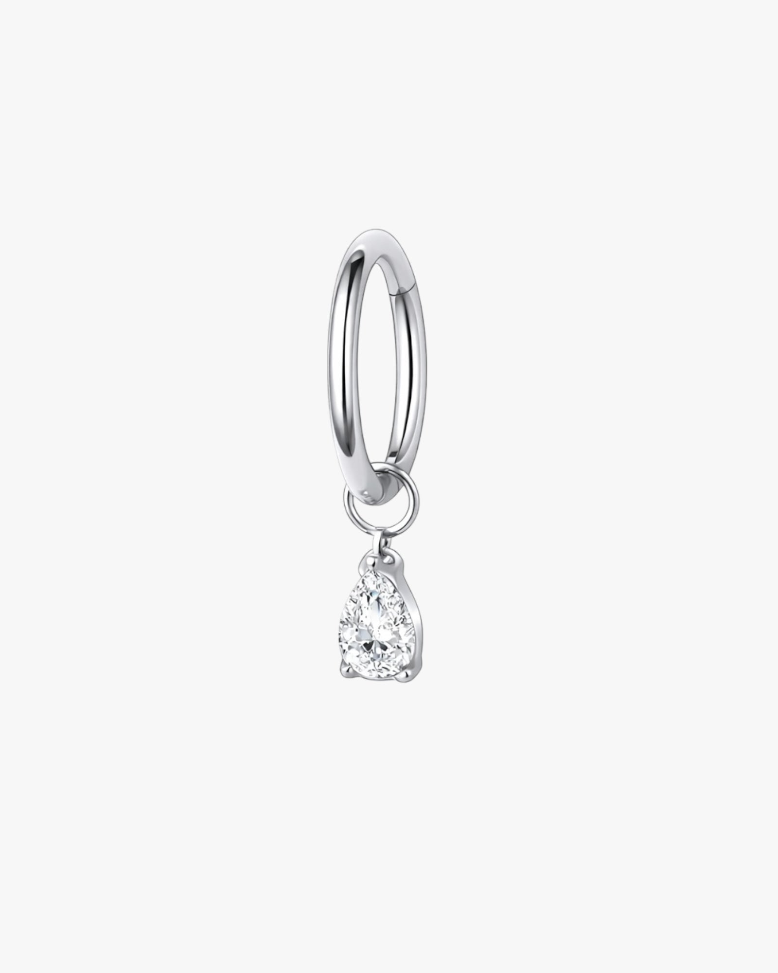 Pear Crystal Drop Titanium Hinged Hoop 16G 6mm – Capri