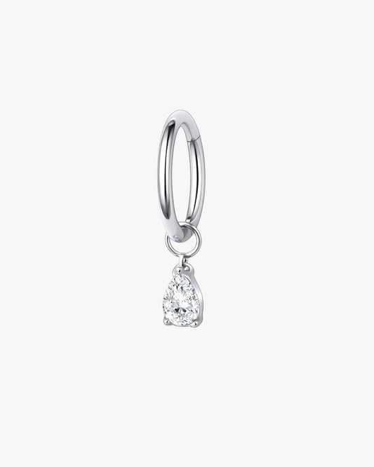 Pear Crystal Drop Titanium Hinged Hoop 16G 6mm – Capri