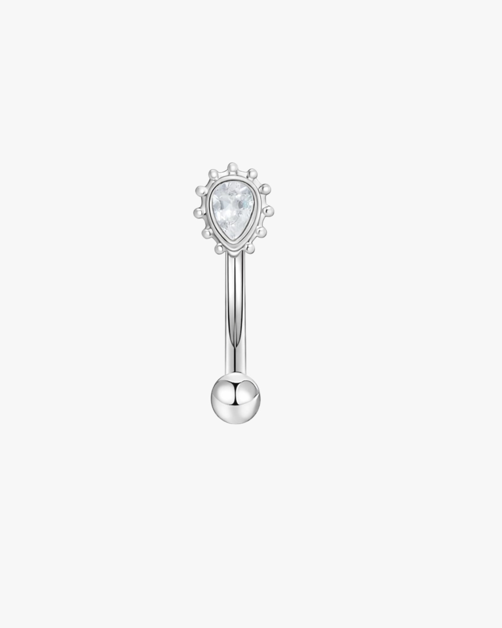 Pear Crystal Halo Titanium Curved Barbell 16G – Siena