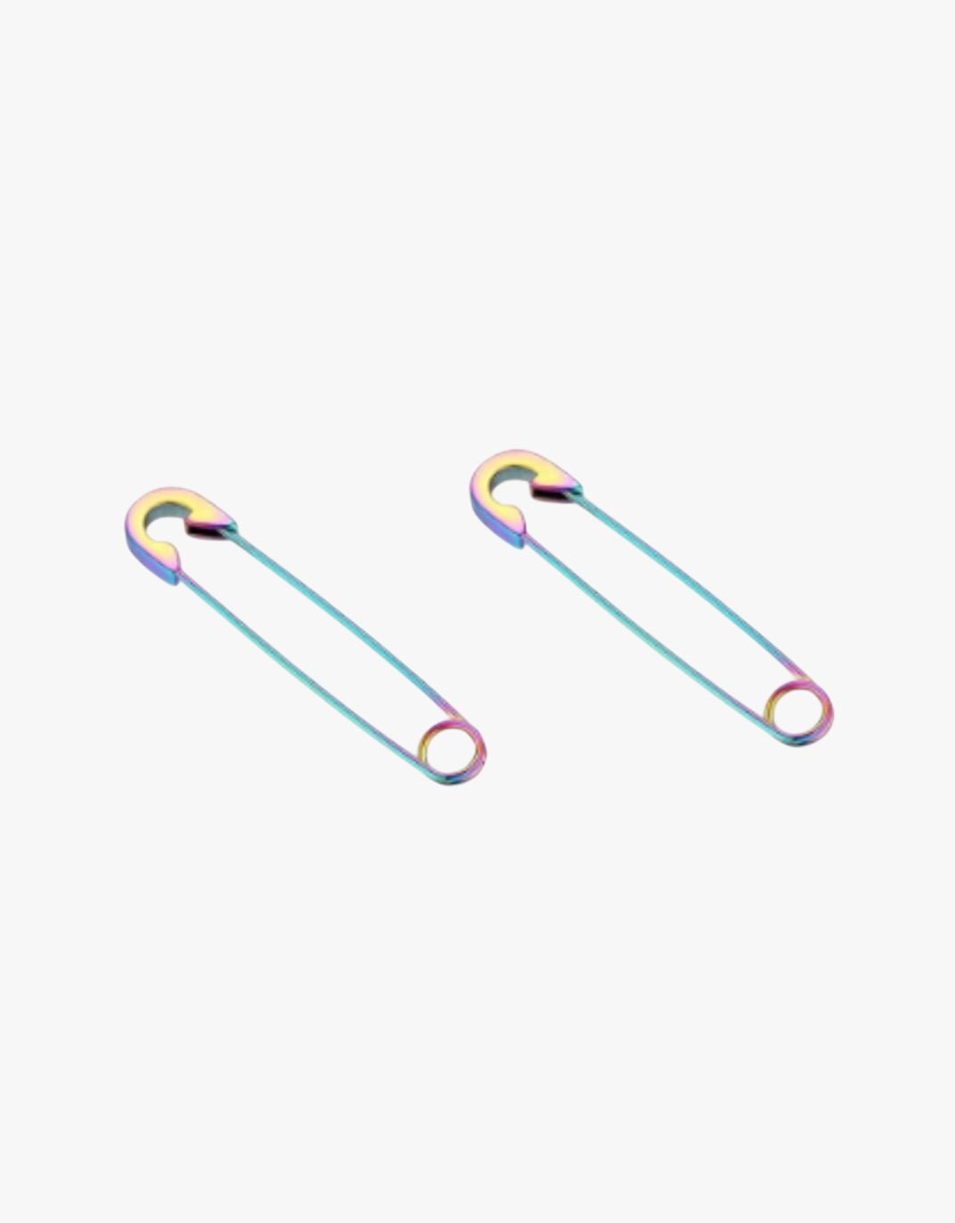 Rainbow Safety Pin Earrings