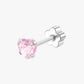 Pink heart crystal flat back stud piercing for helix cartilage or lobe