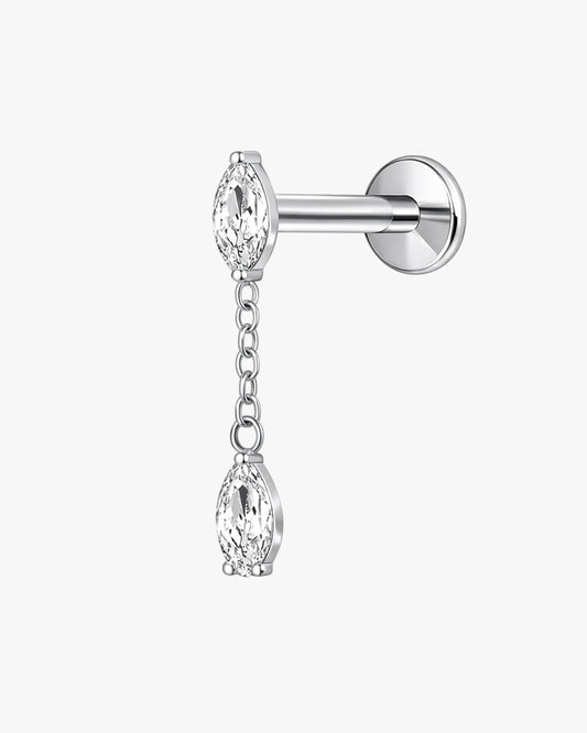 Titanium Crystal Chain Drop Piercing – Velisse | Flat Back Cartilage Earring