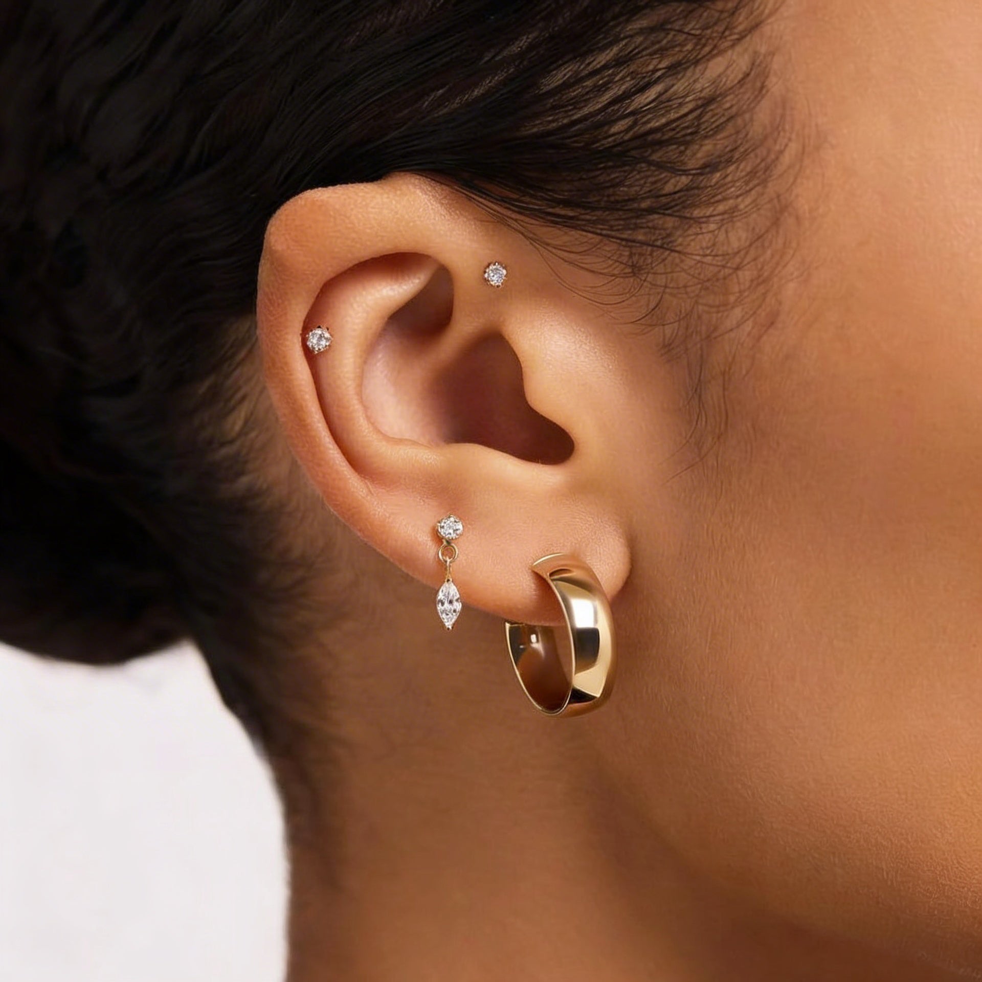 Titanium Crystal Drop Piercing – Velira | Flat Back Cartilage Earring