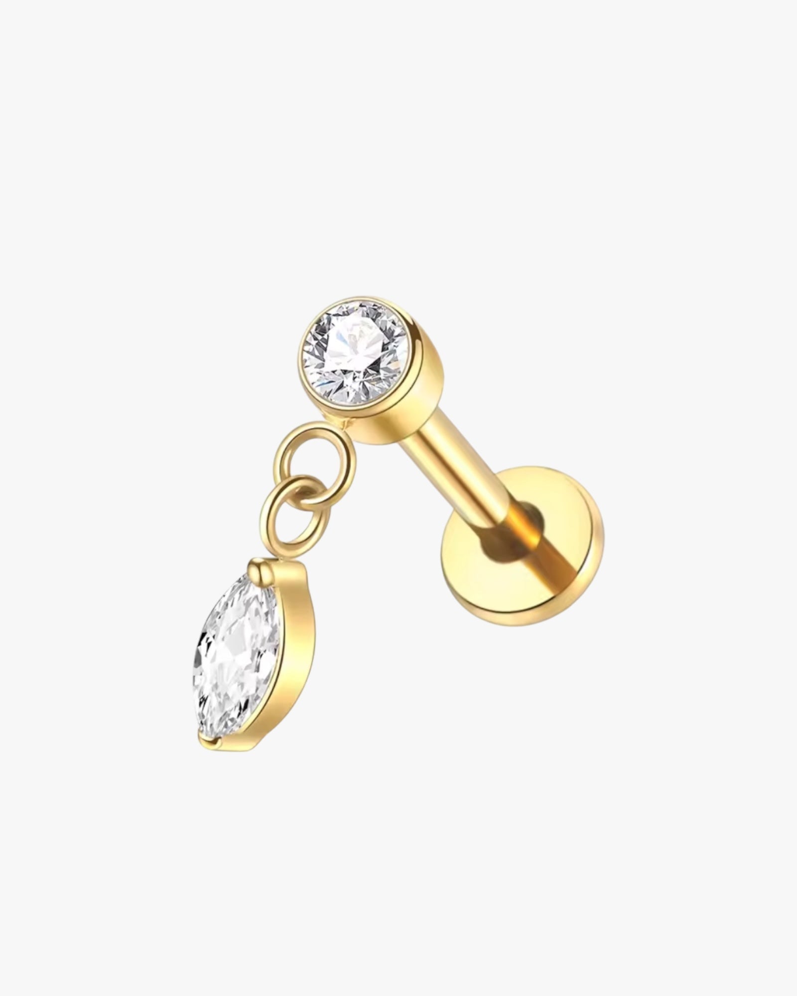 Titanium Crystal Drop Piercing – Velira | Flat Back Cartilage Earring