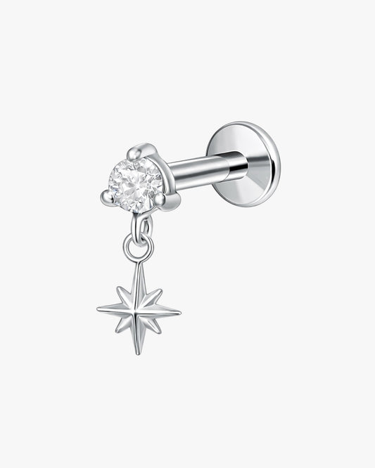 Titanium Crystal Star Charm Piercing – Celora | Flat Back Cartilage Earring