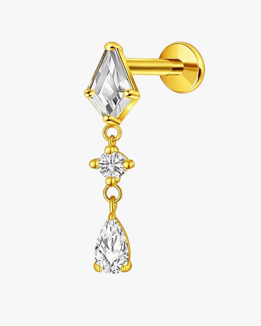 Titanium Diamond Drop Piercing – Arlisse | Flat Back Cartilage Earring