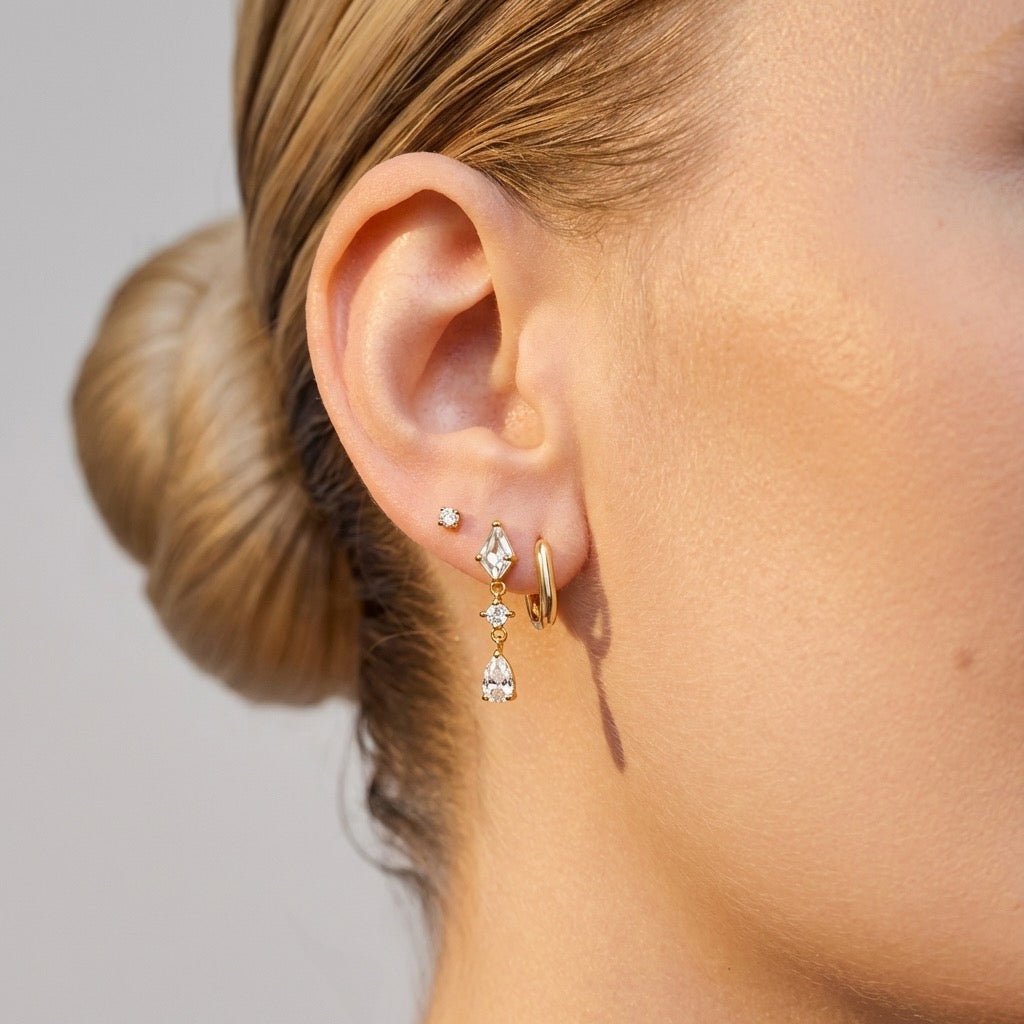 Titanium Diamond Drop Piercing – Arlisse | Flat Back Cartilage Earring