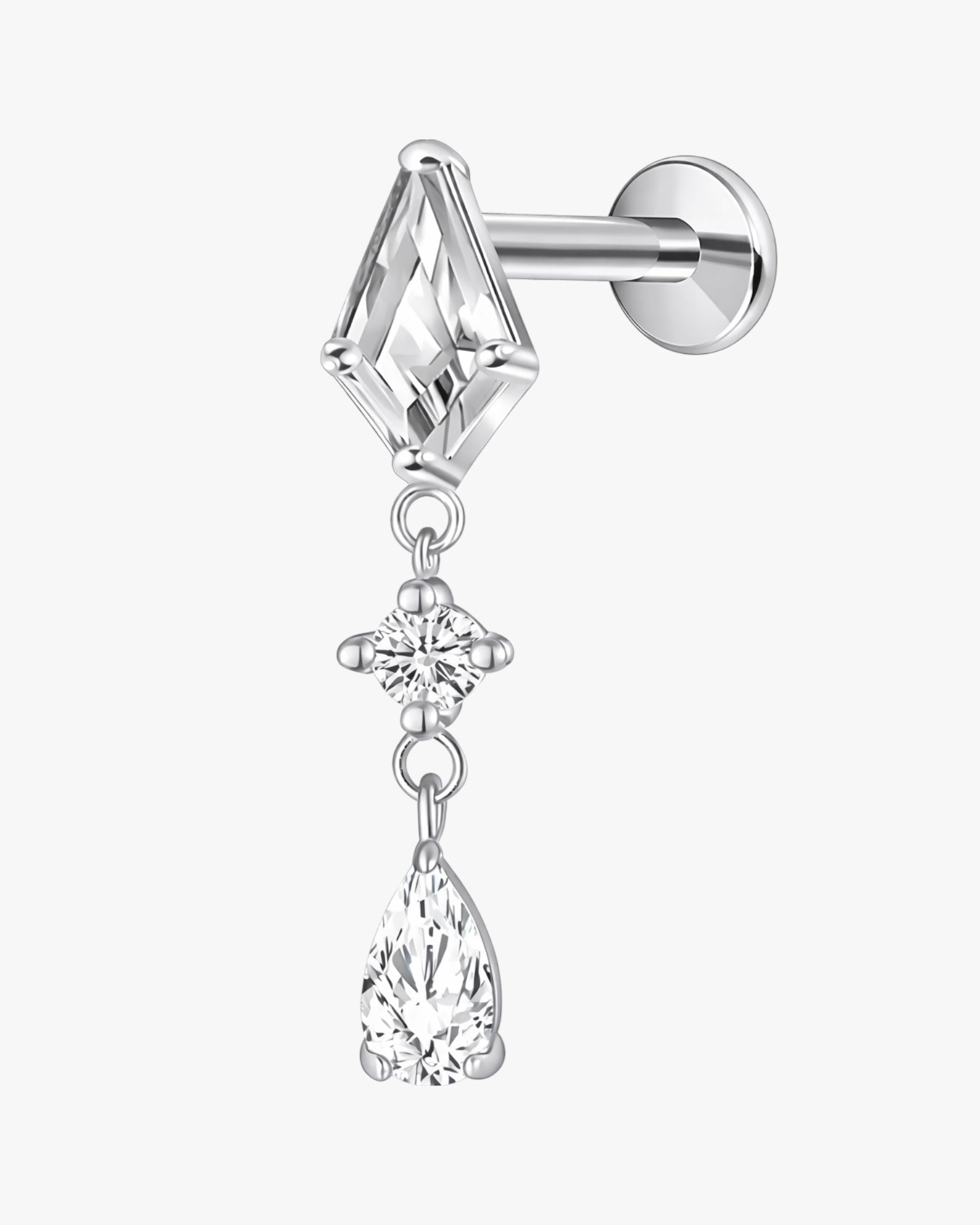 Titanium Diamond Drop Piercing – Arlisse | Flat Back Cartilage Earring