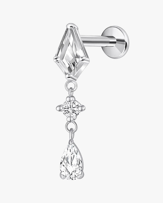 Titanium Diamond Drop Piercing – Arlisse | Flat Back Cartilage Earring