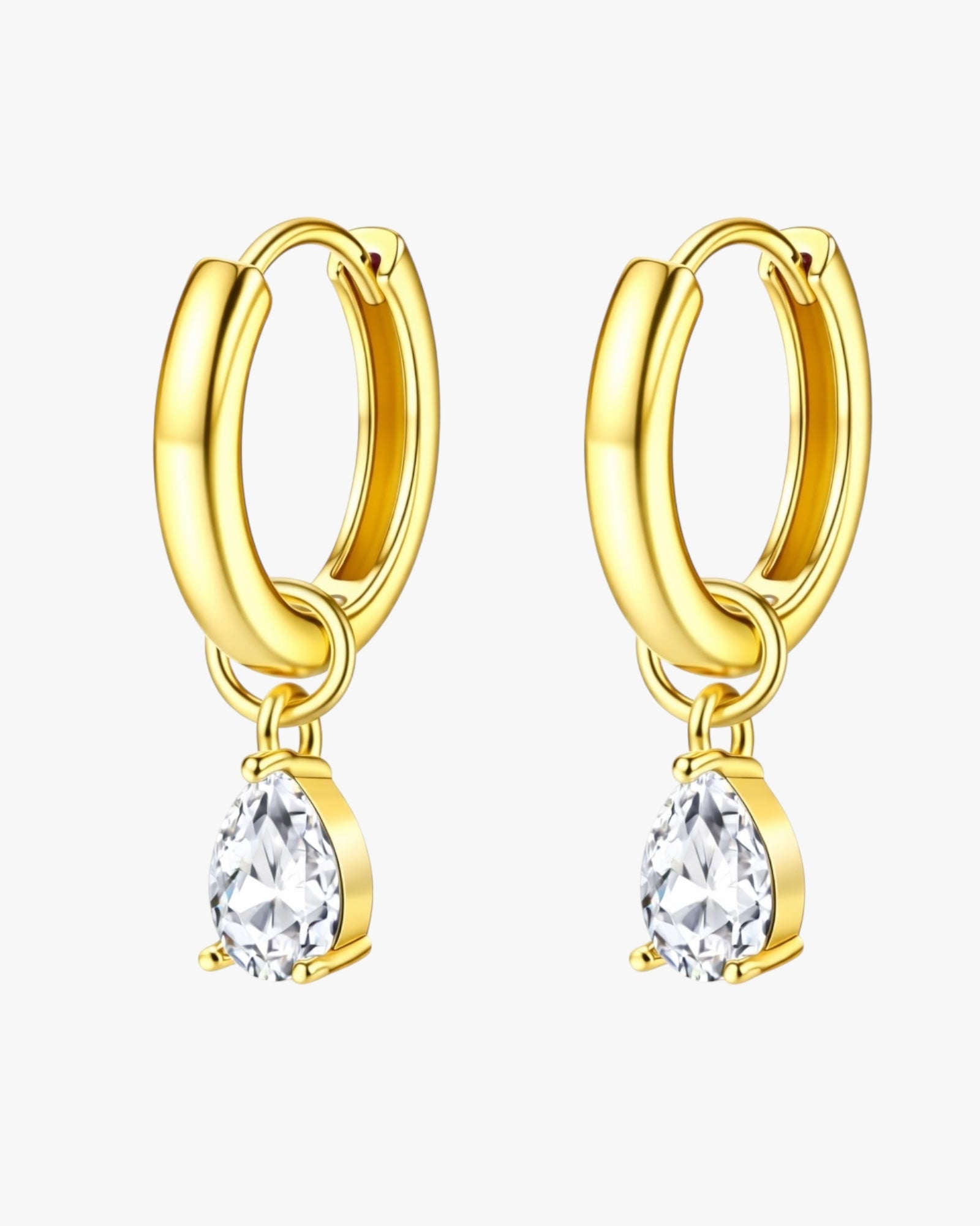 Gold plated teardrop crystal hoop earrings – Toti